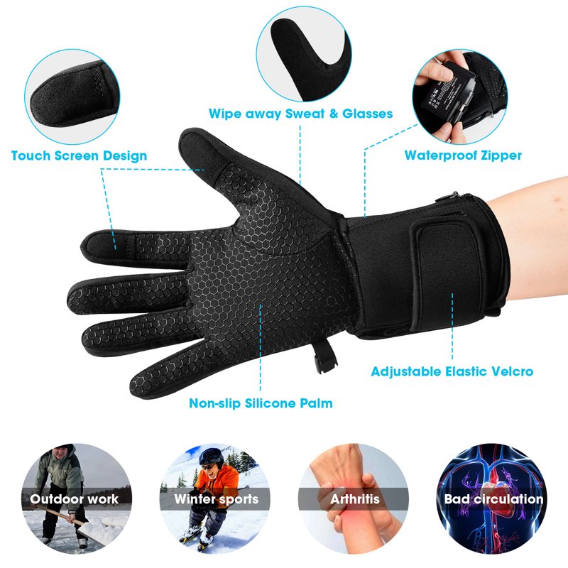 Rechargeable Heated Gloves for Ski Cycling Hunting Men Women - Thermal Waterproof
