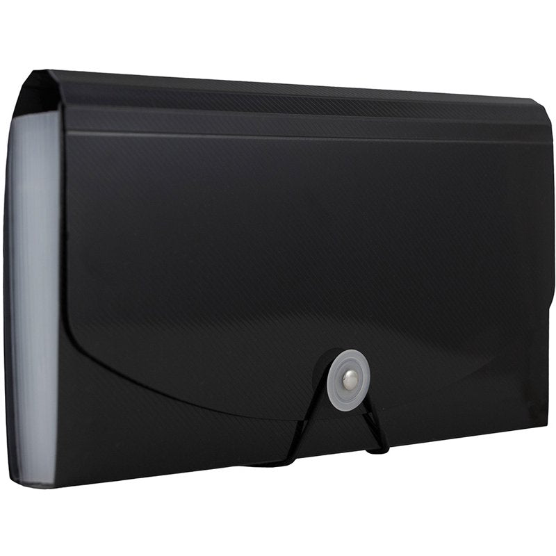 13-Pocket Expanding File Folder with Elastic Closure - Black, 5x10.5 Inches