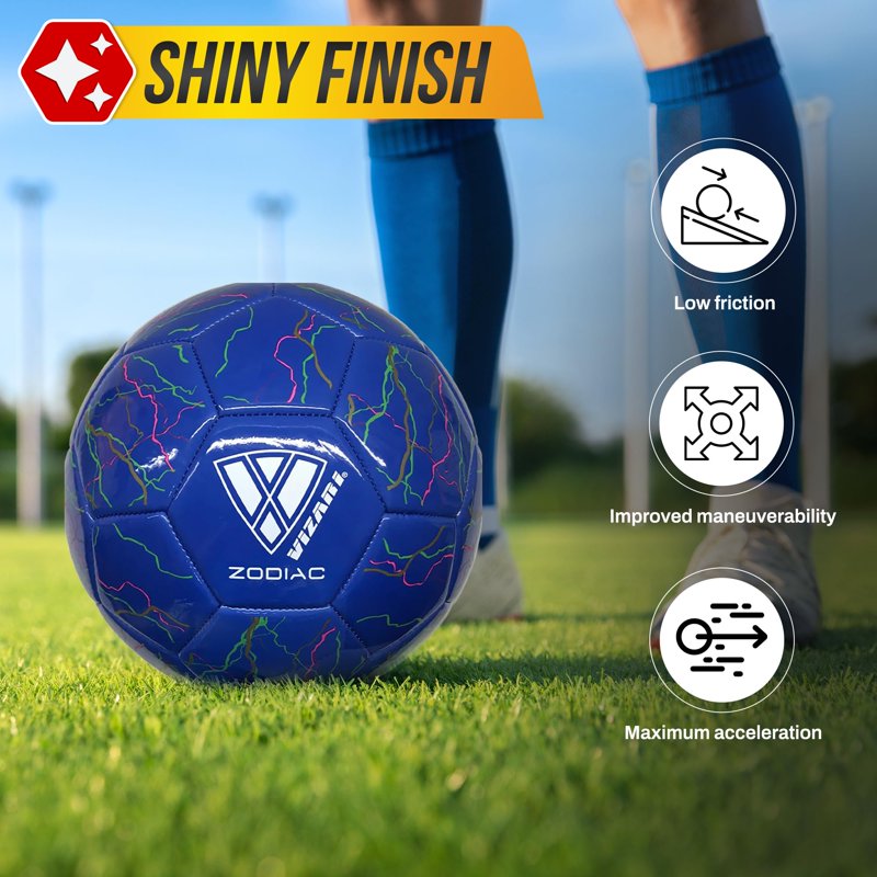 Vizari Zodiac Soccer Ball – Size 4, Blue – Waterproof Synthetic Leather, Durable Training Ball
