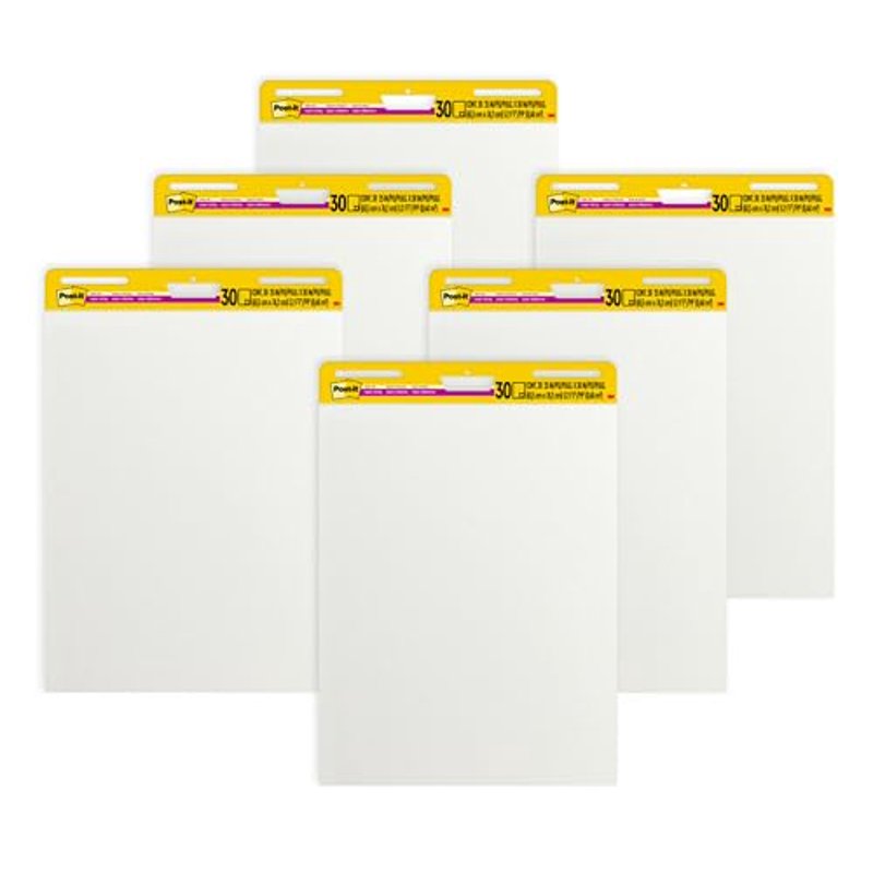 Post-it Super Sticky Easel Pads - 25x30 Inches, White, Pack of 6