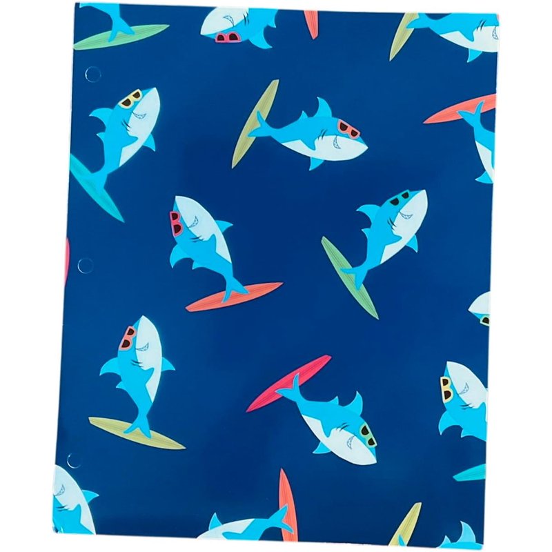 Back to School 4-Pack Pocket Folders with Fun Gaming, Sharks, Dinosaur & Camo Designs