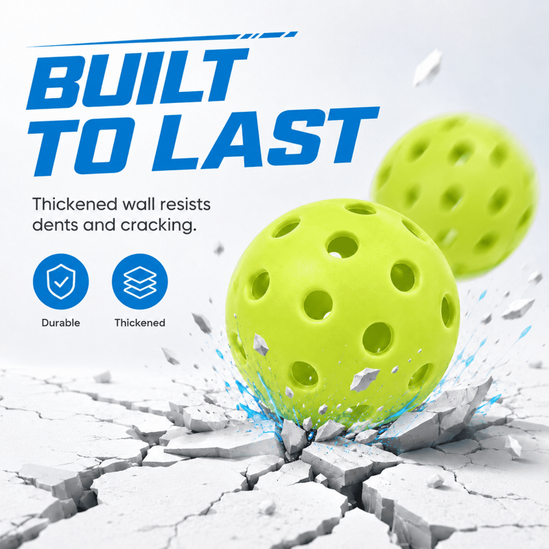 Outdoor Pickleball Balls 12-Pack - 40-Hole, 74mm Durable with Mesh Bag