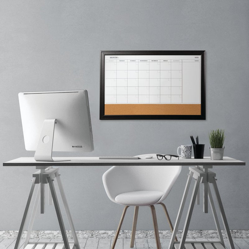 Magnetic Combination Calendar Board for Home & Office - 23x35 Inches, Dry-Erase & Cork Surface