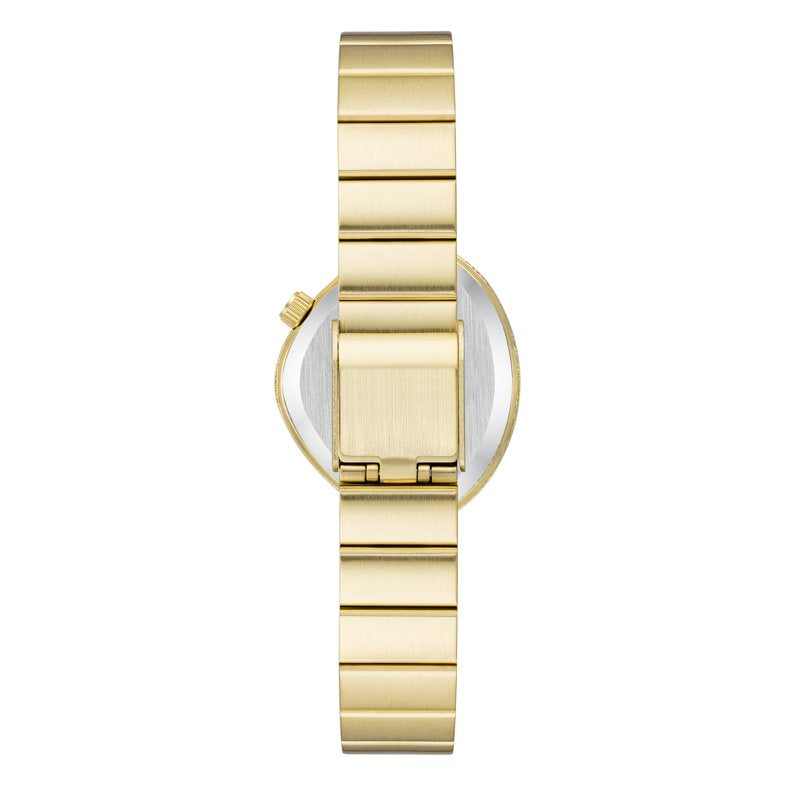 Women's Gold-Tone Wristwatch with Green Dial & Diamond Accent