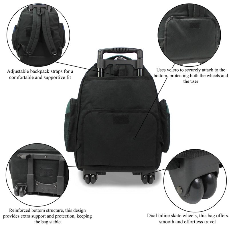 22-Inch Multi-Compartment Rolling Backpack - Airline Approved Travel Bag