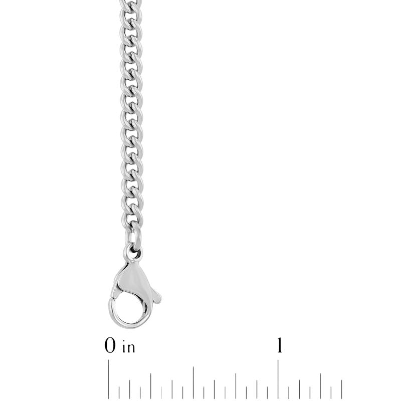 Men's Silver-Tone Stainless Steel Curb Link Necklace - 18 Inch