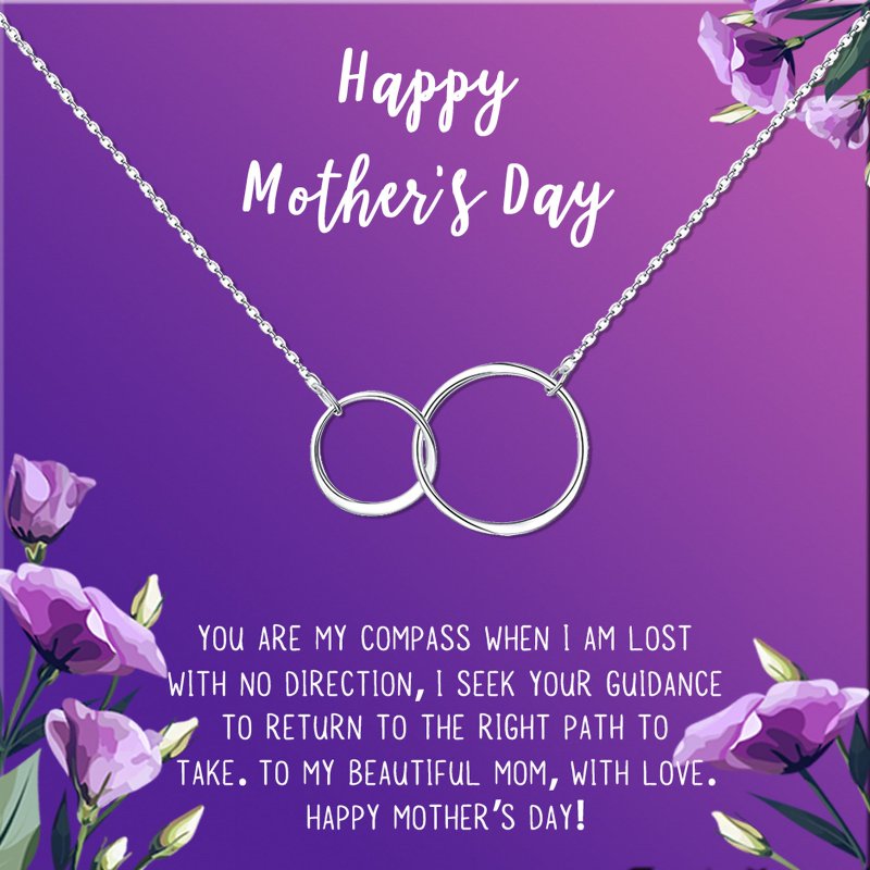 Mother's Day Gift Box Necklace for Mom - Stainless Steel Pendant with Card, Multiple Styles & Colors