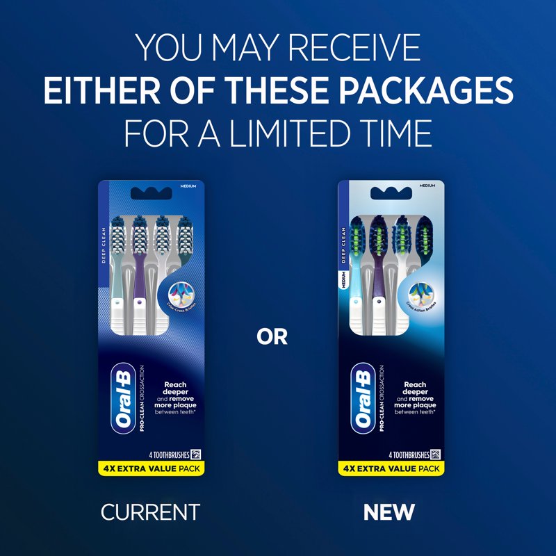 Manual Toothbrush Set - Deep Plaque Removal, Gentle Bristles, 4 Count