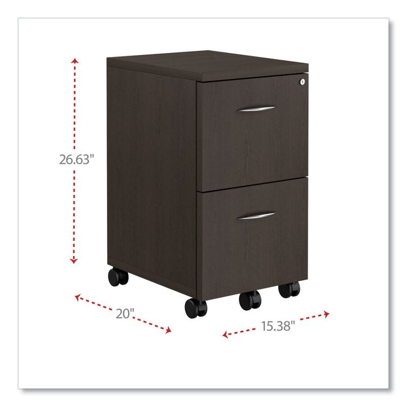 Alera Valencia Mobile File Pedestal - Espresso, 2-Drawer Office Storage