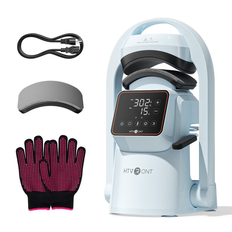Auto Hat Press Machine with Digital Temp & Timer Control for Caps and DIY Crafts