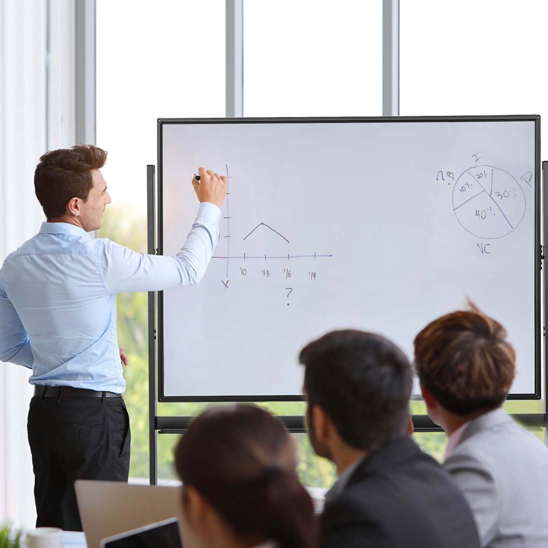 48x36 Inch Mobile Magnetic Reversible Whiteboard Adjustable Height