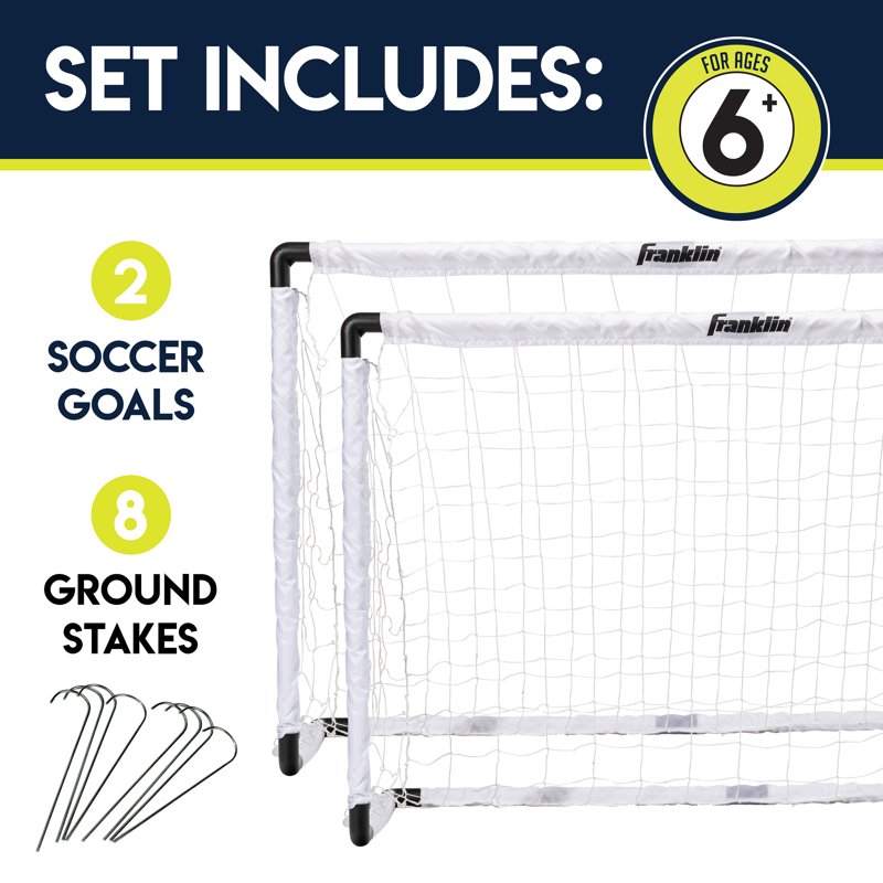 Portable Youth Soccer Goals Set - 54 x 36 in, 2-Pack with Ground Stakes