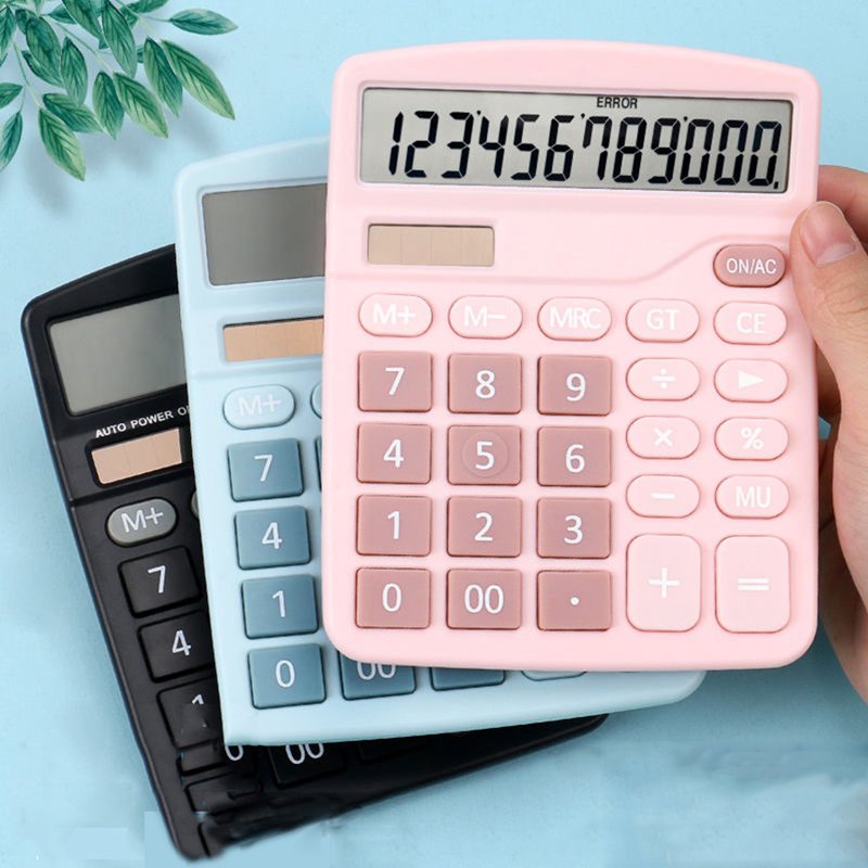 12-Digit Desktop Calculator with Large LCD Display Solar Battery Dual Office Home School