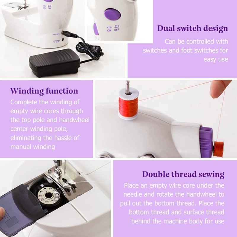 Portable Mini Sewing Machine with Double Speed Switch & Accessories