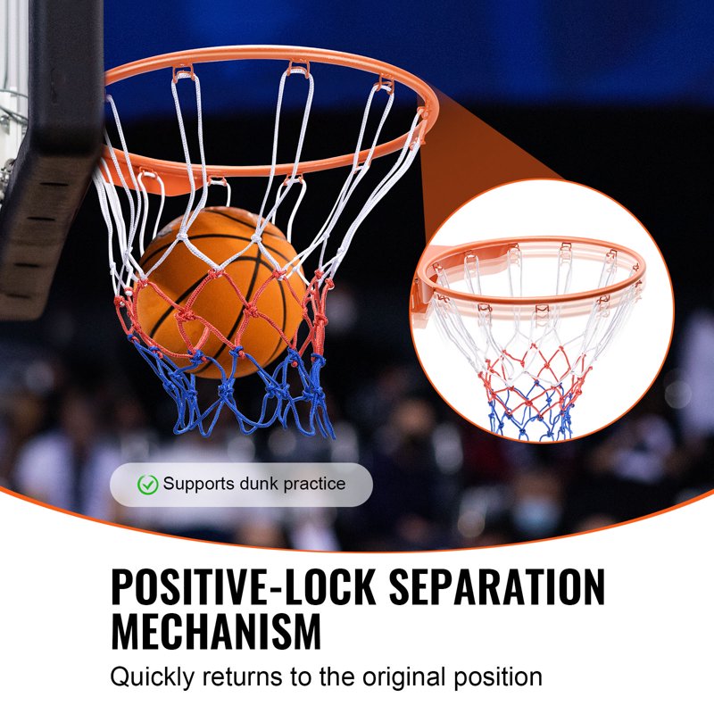 Heavy Duty Wall-Mounted Basketball Rim 18 Inch Indoor Outdoor Hoop with Net