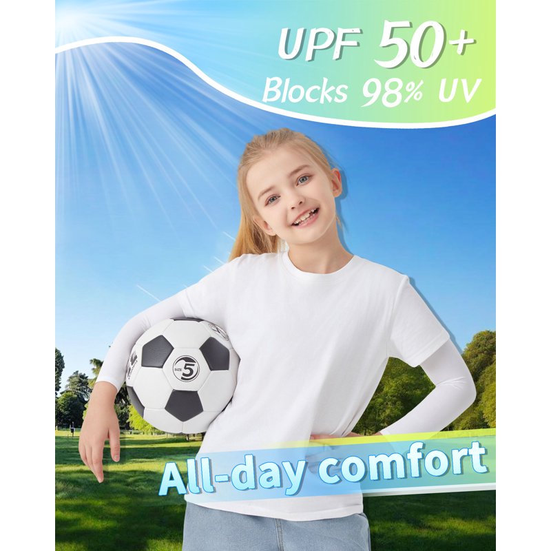 Kids Sun Protection Arm Sleeves - Cooling UV Blocker for Active Play