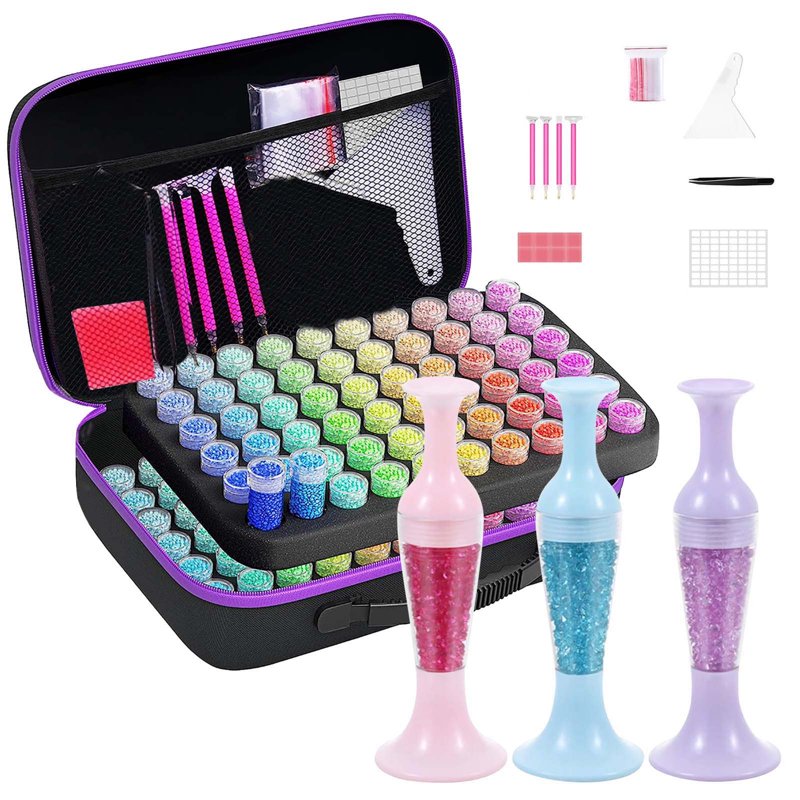 Diamond Art Storage Box with 120 Slots Portable Bead Organizer for Crafts