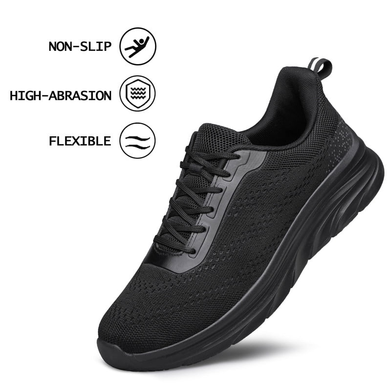 Men's Lightweight Breathable Running Sneakers All Black Size 7.5