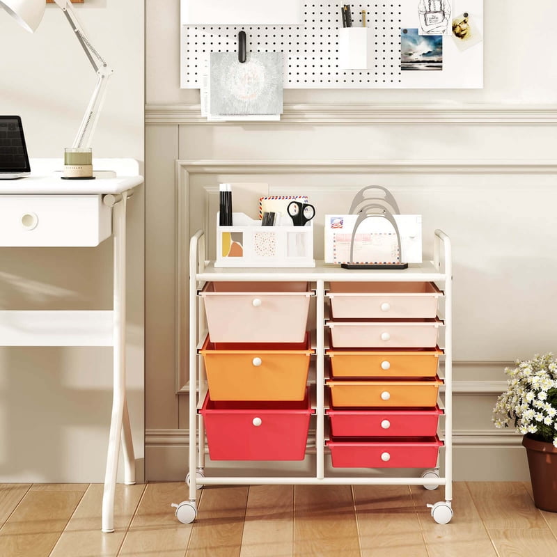 Multi-Use 9-Drawer Rolling Storage Cart with Lockable Casters - Utility & Organization
