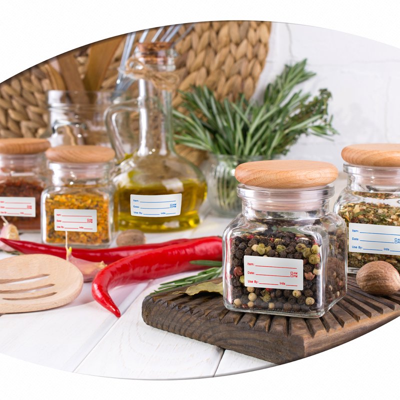 Removable Food Storage Labels - 2 Rolls, 1000 Waterproof & Oil-Resistant Stickers for Jars & Containers