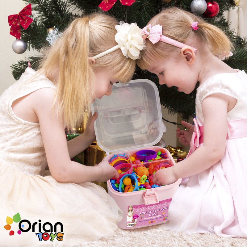 Kids Jewelry Making Kit with 550+ Beads and Storage Bag - Creative Craft Set for Girls