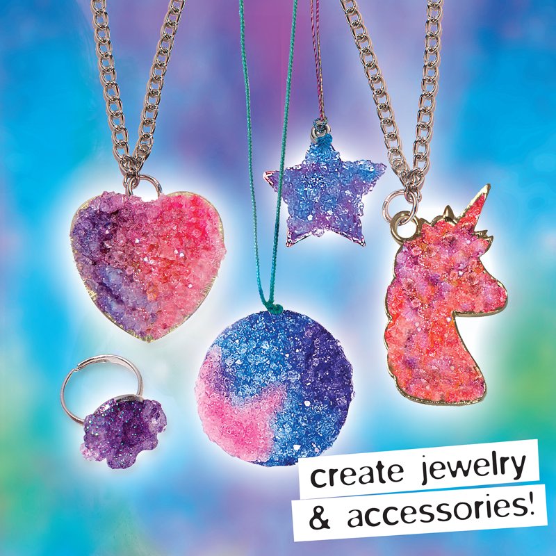 Multi-Color Crystal Growing Jewelry Kit for Kids Ages 8+ - STEM Craft Set
