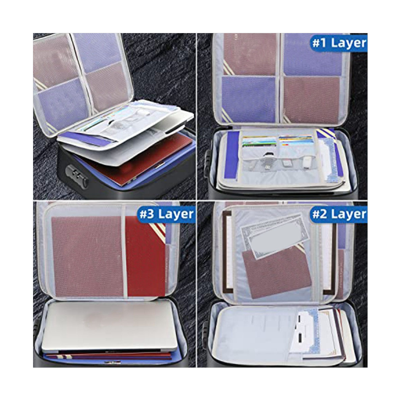 Fireproof Moistureproof Document Bag with Lock 15x11 Inch Organizer