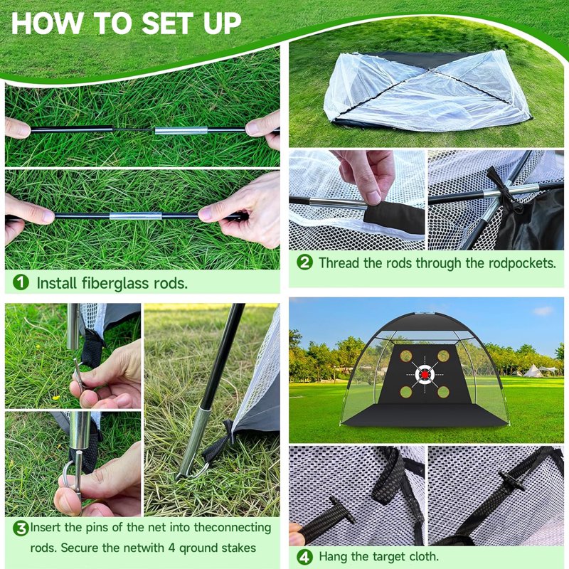 Golf Net with Practice Mat - 10x7ft Hitting Net for Backyard Driving, Chipping and Swing Training