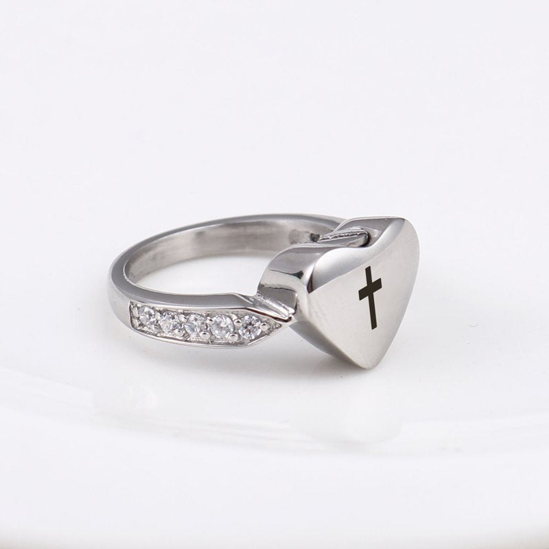 Personalized Cremation Ring for Ashes - Memorial Keepsake with Icon or Text Engraving