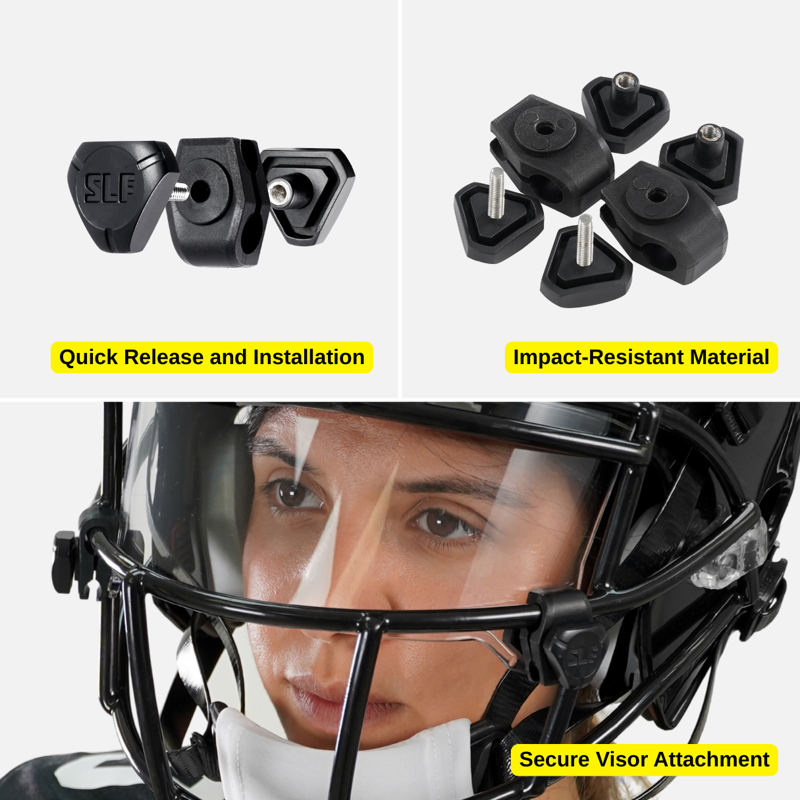 Football Helmet Visor Quick Clips - Impact-Resistant Visor Attachment Hardware