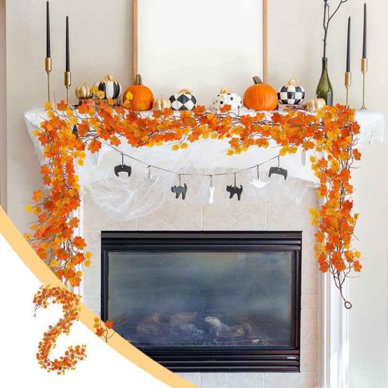 Halloween & Thanksgiving Maple Leaf Garland 78 Inch Artificial Fall Decor