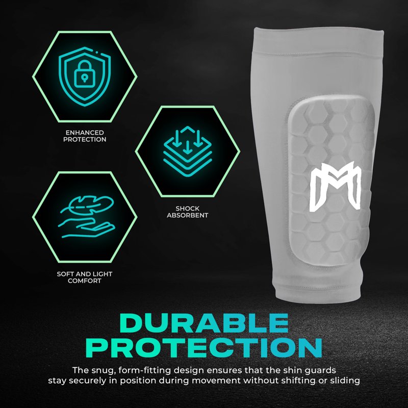 MediCaptain Mini Soccer Shin Guard Sleeves with Built-In EVA Pads, Gray - Variation: Maxi