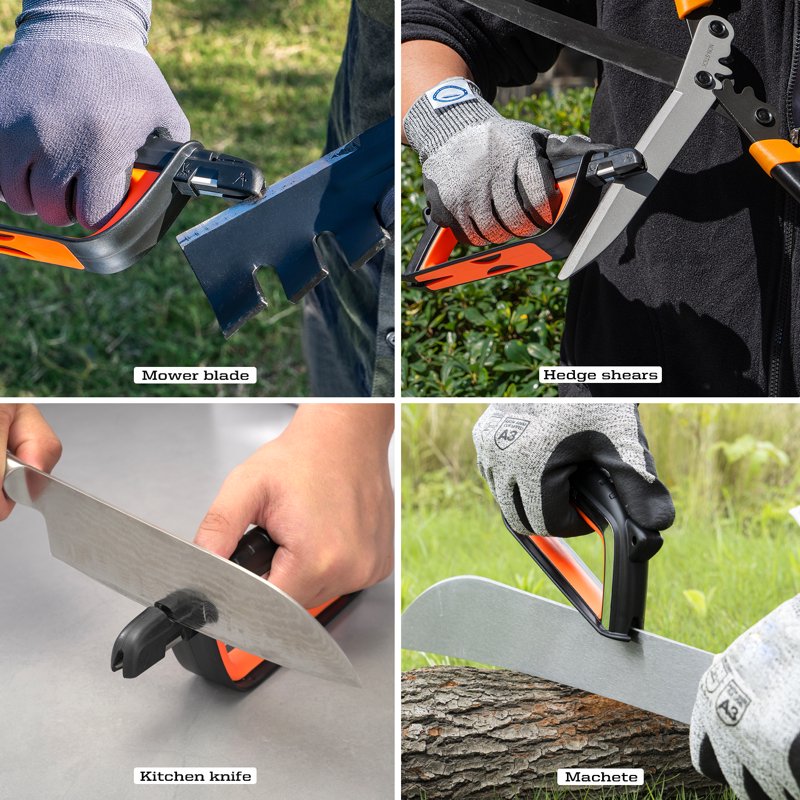 All-in-1 Knife and Garden Tool Sharpener for Pruners, Mower Blades, Axes