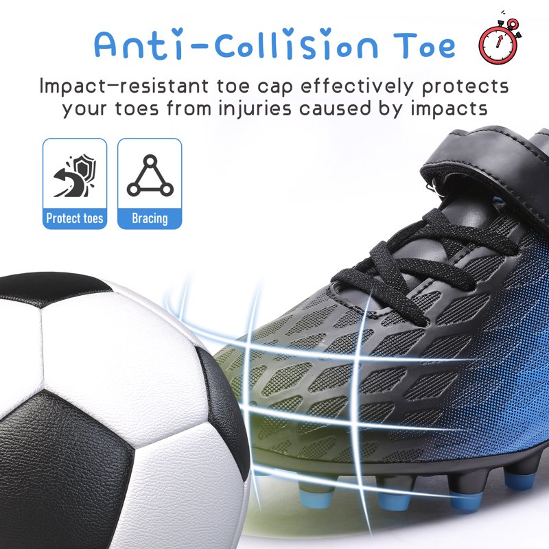 Kids Firm Ground Soccer Cleats – Big Kid, Black/Blue – RDYLBU
