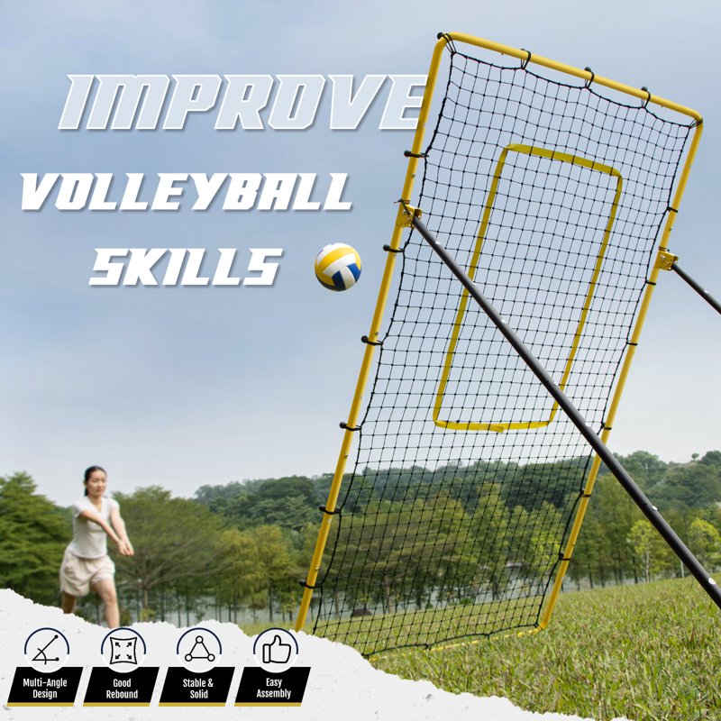 Volleyball Rebounder Net for Practice - Adjustable Angles 7x4 ft Training Equipment