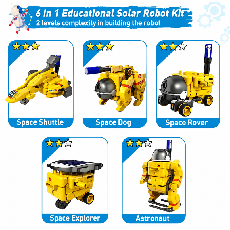 6-in-1 Solar Robot Kit for Kids STEM Educational Science Toys - Ages 8-12
