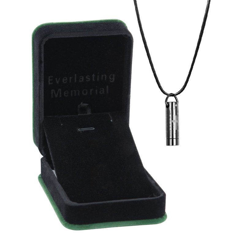 Cross Cylinder Cremation Jewelry Urn Necklace with Free Funnel & Velvet Box