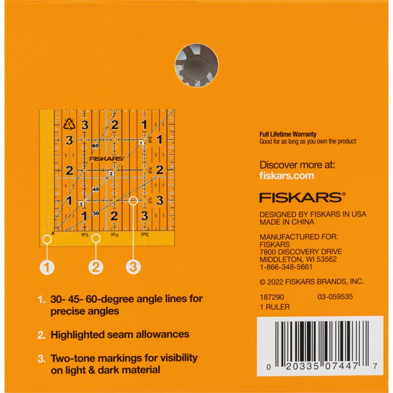 Square Sewing Ruler 4.5 Inch Clear Grid Lines for Quilting and Crafting