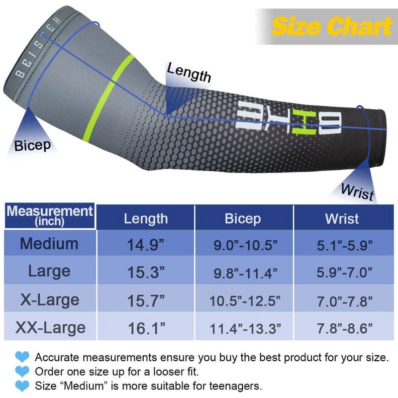UV Sun Protection Cooling Arm Sleeves for Men Women Cycling Sports