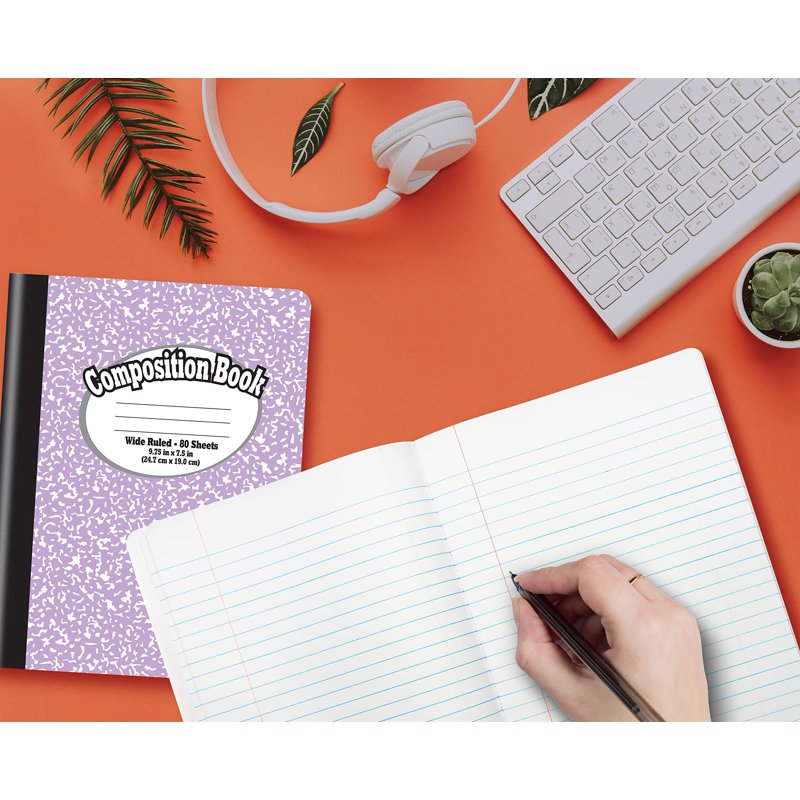 Set of 4 Pastel Composition Notebooks - Wide-Rule, 80 Sheets, 160 Pages