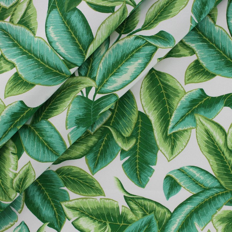 Outdoor & Indoor Leaf Fabric - 2 Yards Green Polyester Home Décor