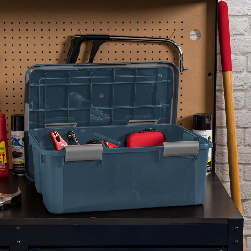 Heavy Duty Storage Bins with Gasket Seal Lid - 4 Pack | Moisture & Dustproof Containers