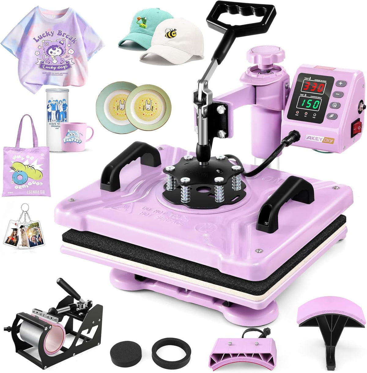 5-in-1 Heat Press Machine Combo for T-Shirts Hats Mugs Plates