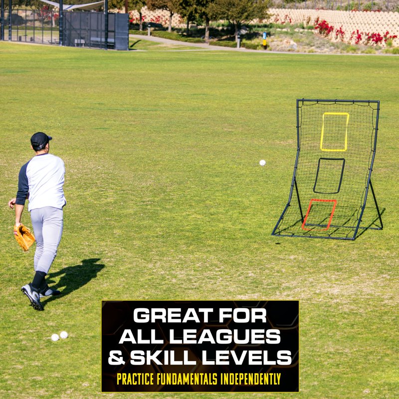 Baseball & Softball Rebounder Pitching and Fielding Net - 6x4 ft Practice Trainer