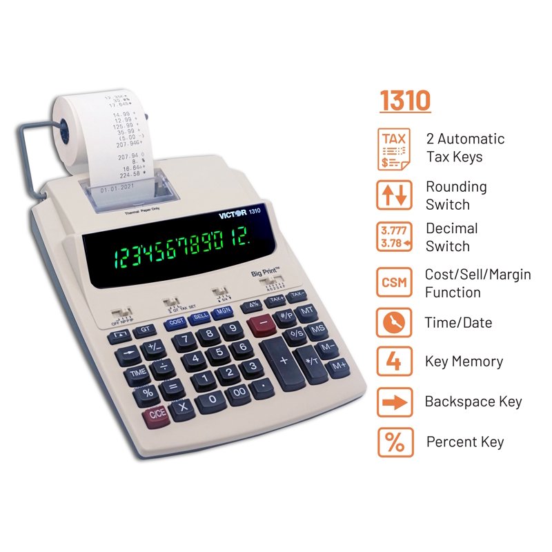 Thermal Printing Calculator with Large Display - Office & Home Use