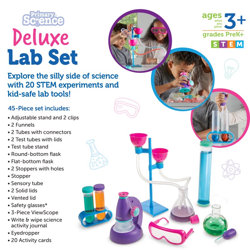 Kids Science Lab Set with 45 Experiments for Ages 3+ Pink - STEM Learning Kit