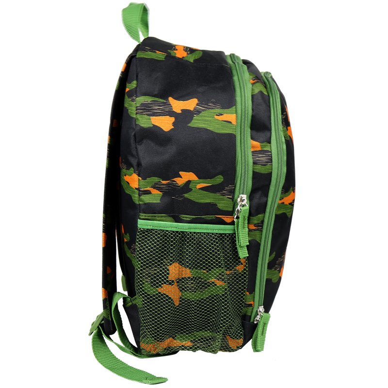 Kids Travel Backpack with Multiple Storage Compartments - Black Camo