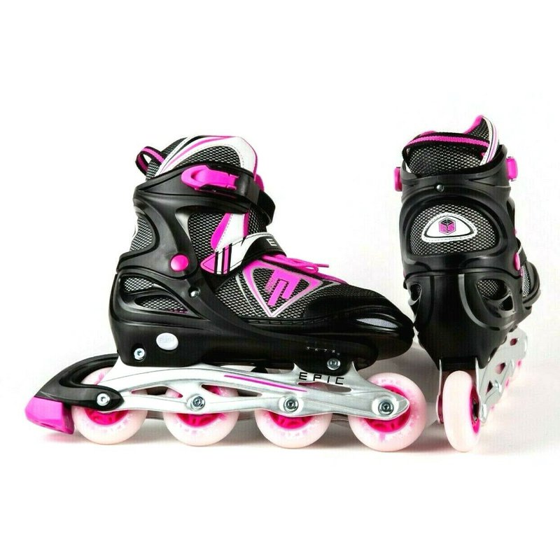Adjustable Inline Skates for Kids with LED Light Up Wheels - Size Large