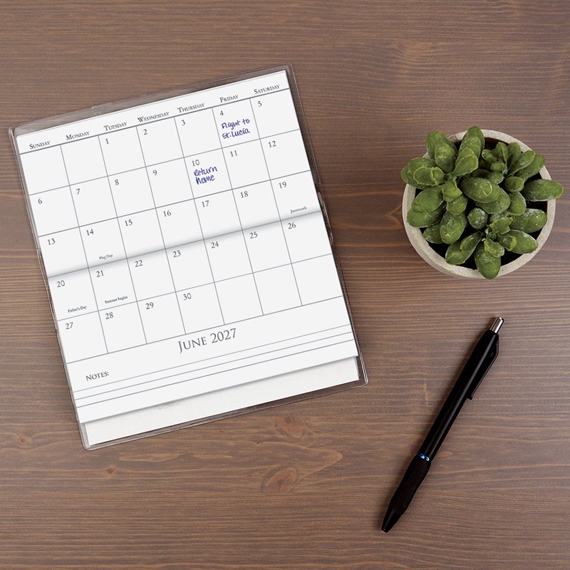 Pocket Calendar & Memo Pad - 2027 Floral Monthly Organizer, 3.5 x 6.5 Inches, Daily Notes for Kitchen & Office