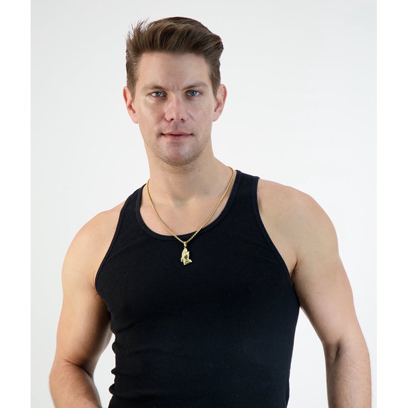 Prayer Hands Pendant Necklace with Adjustable Chain - Hypoallergenic & Waterproof Jewelry